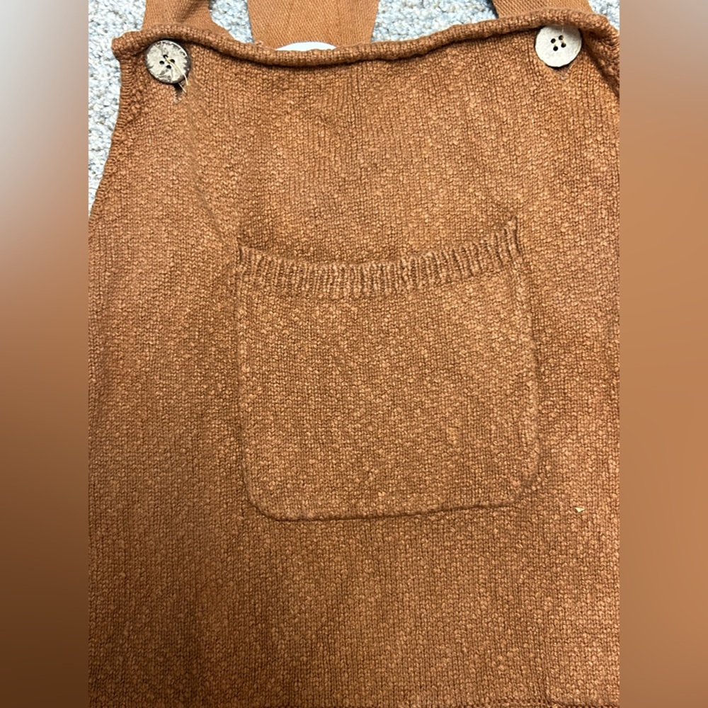 Böhme Knit Overall Shorts Rust Brown Cottagecore Boho Romper M - Picture 3 of 8